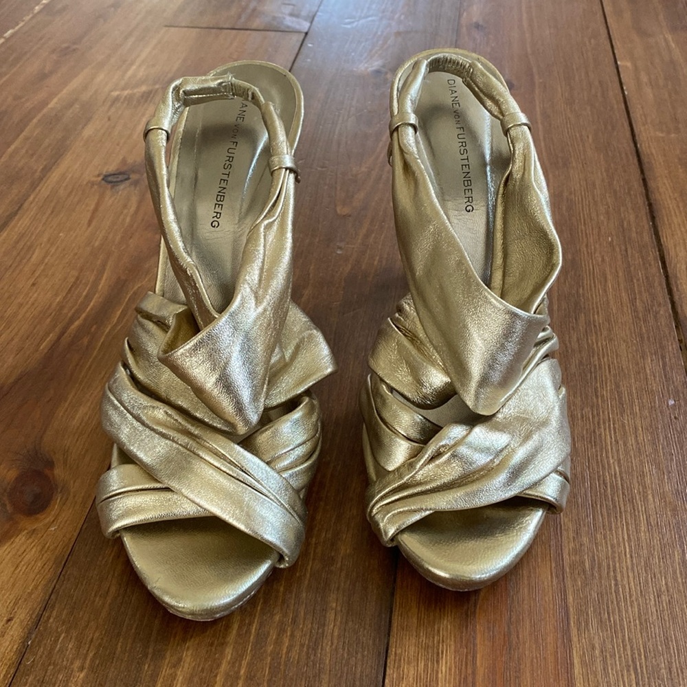 DVF Gold Sling Backs